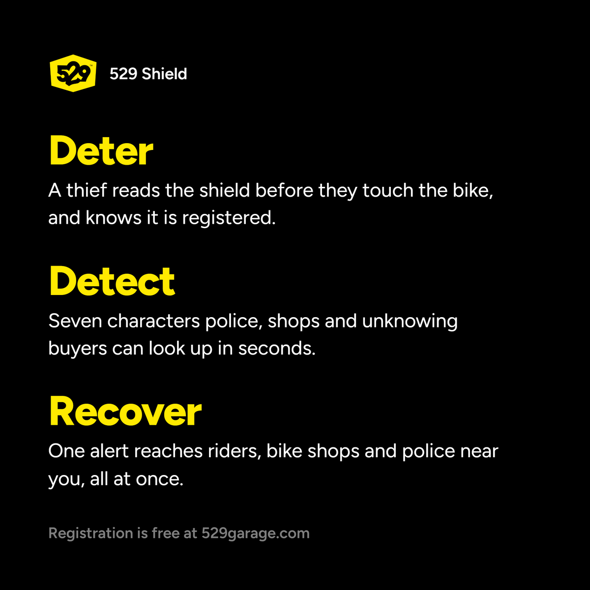 529 Shield (529 Garage Bicycle Registration Kit - US Edition)