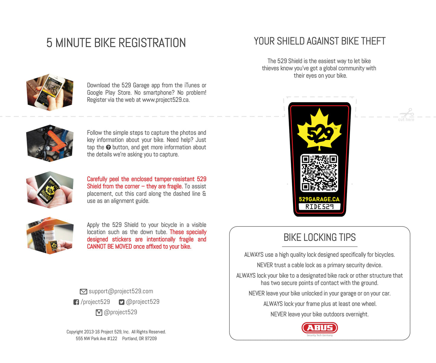 529 Shield (529 Trousse d'enregistrement de vélos de garage - édition canadienne)